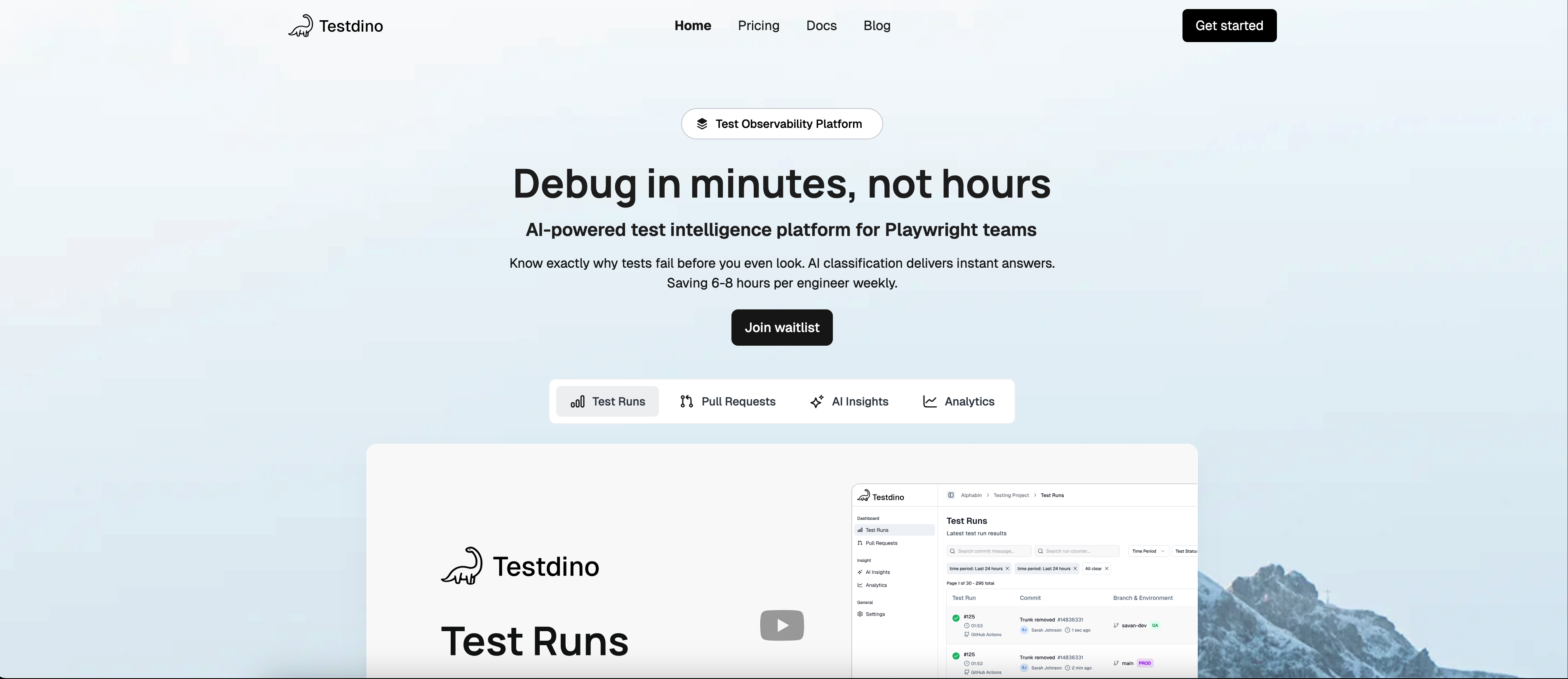 Testdino Homepage
