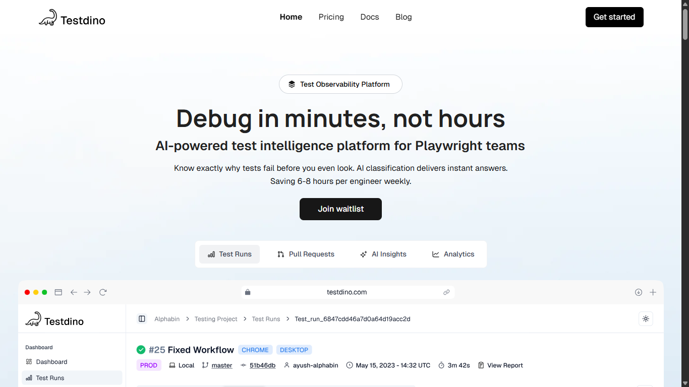 Testdino Homepage