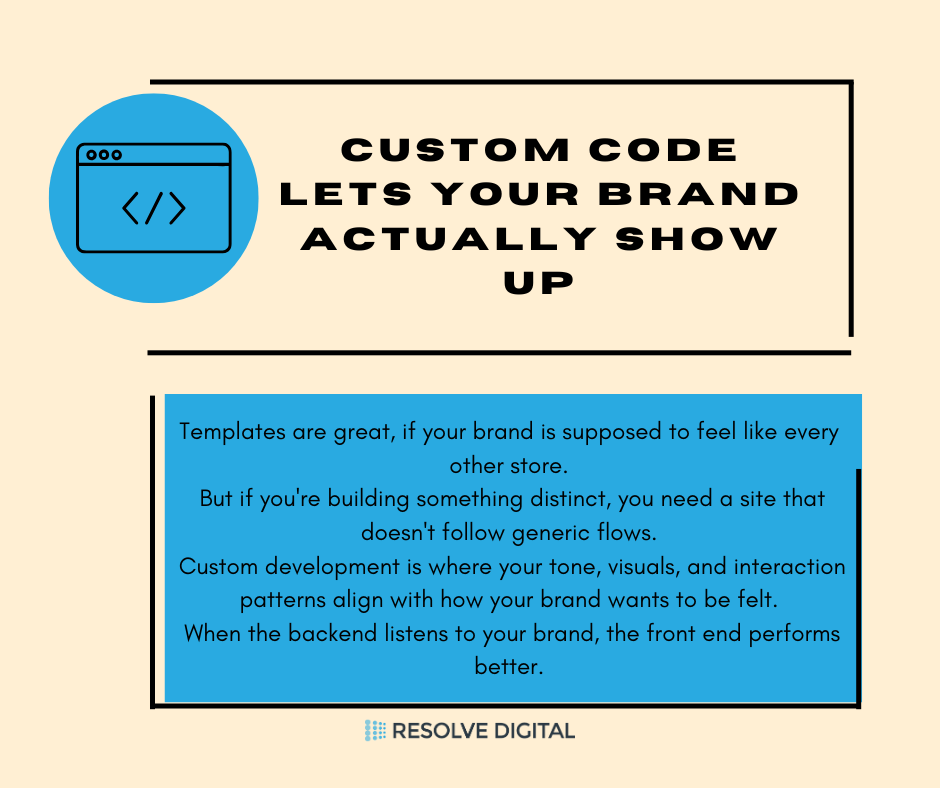 Custom code lets your brand actually show up 