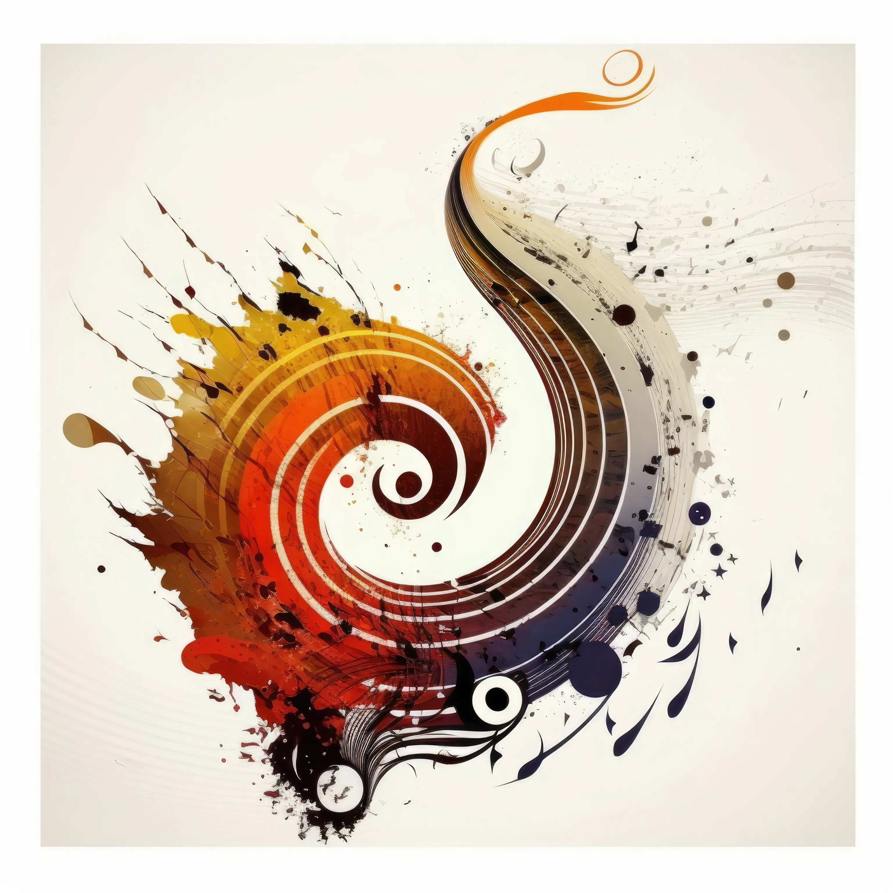 Abstract music notes illustration for classical guitar lessons.