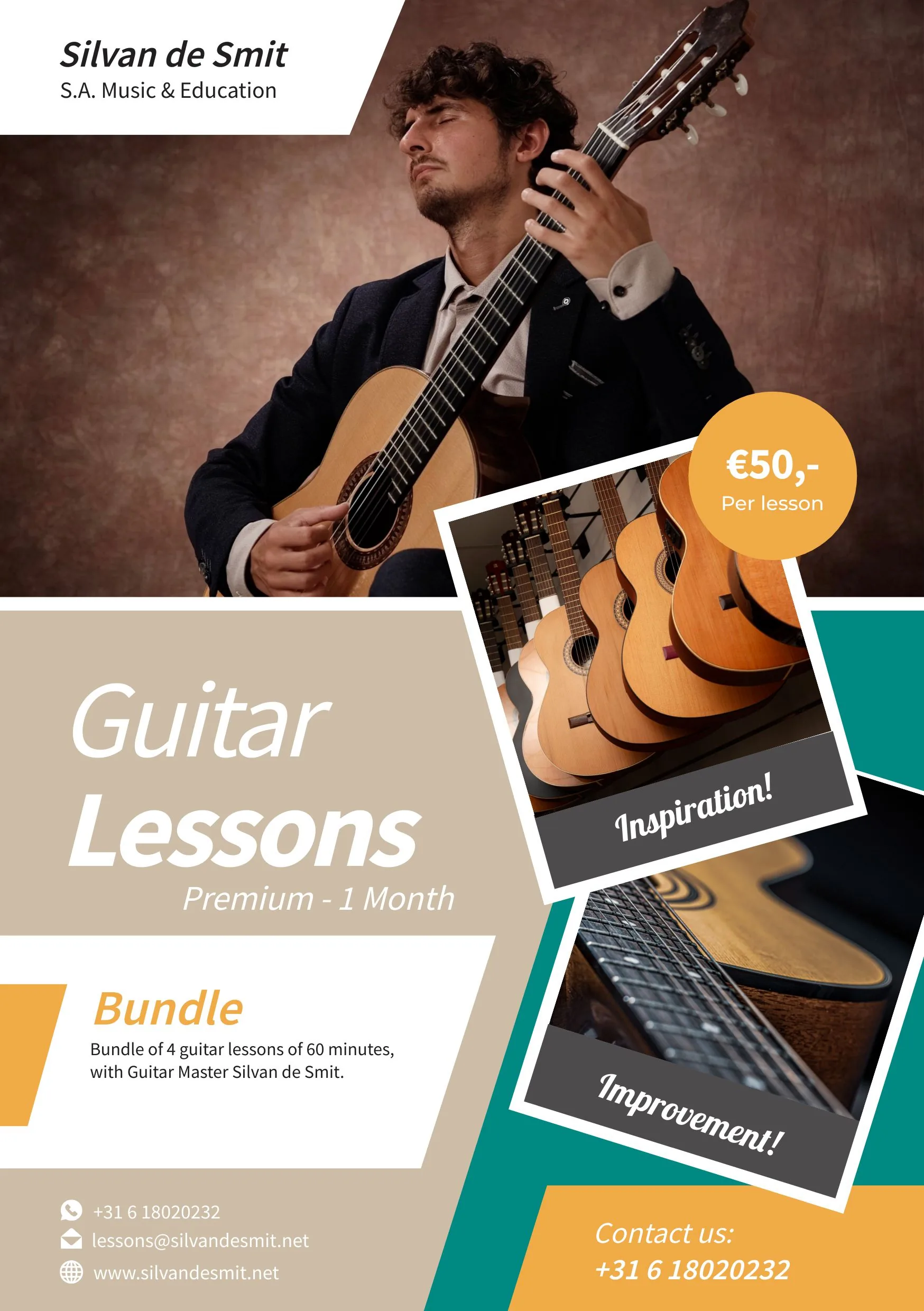Guitar lesson bundle product image for one month of four 60-minute lessons.