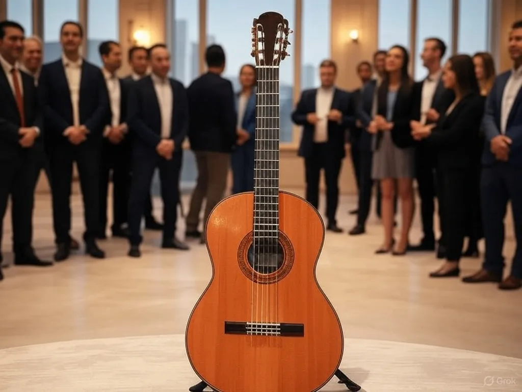 Classical guitar at a formal wedding gathering.