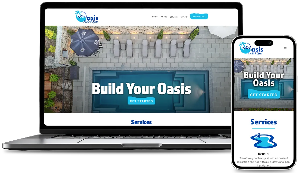 Computer and mobile versions of oasispoolsandspas.com