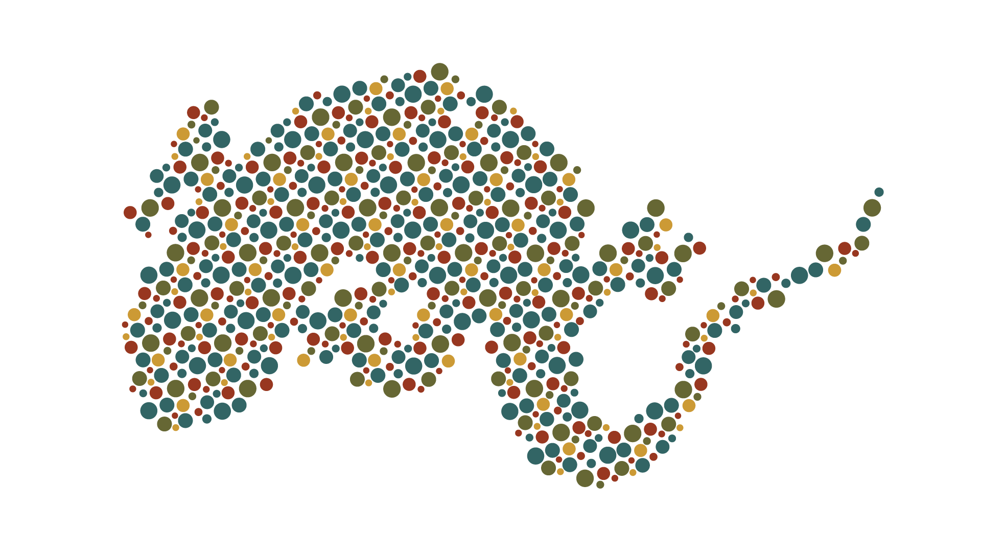 salamander shaped of a multi-color pattern based on the Ishihara color plate test
