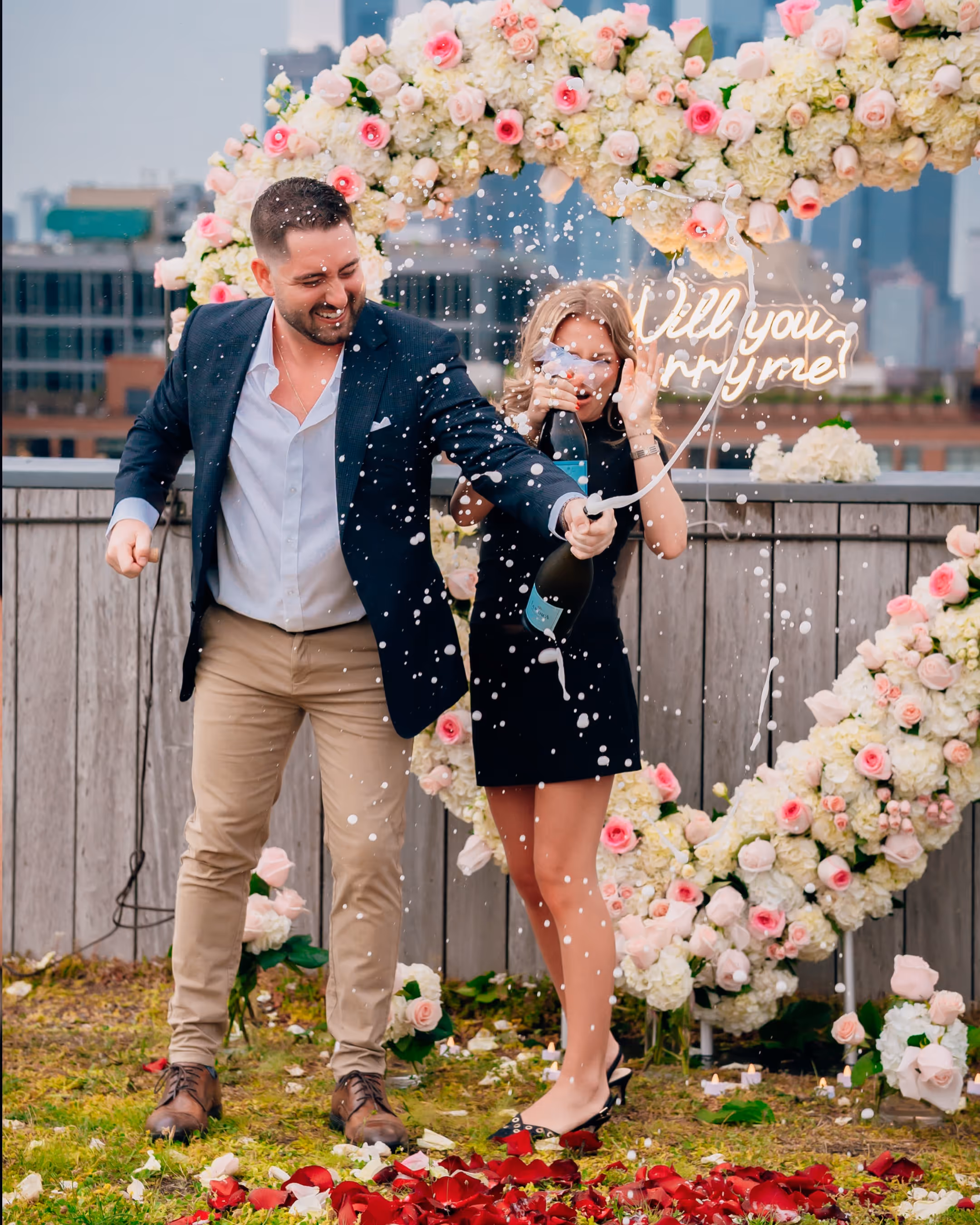Outdoor engagement and proposal portraits with beautiful sunlight, laughter by SEDG MEDIA LLC