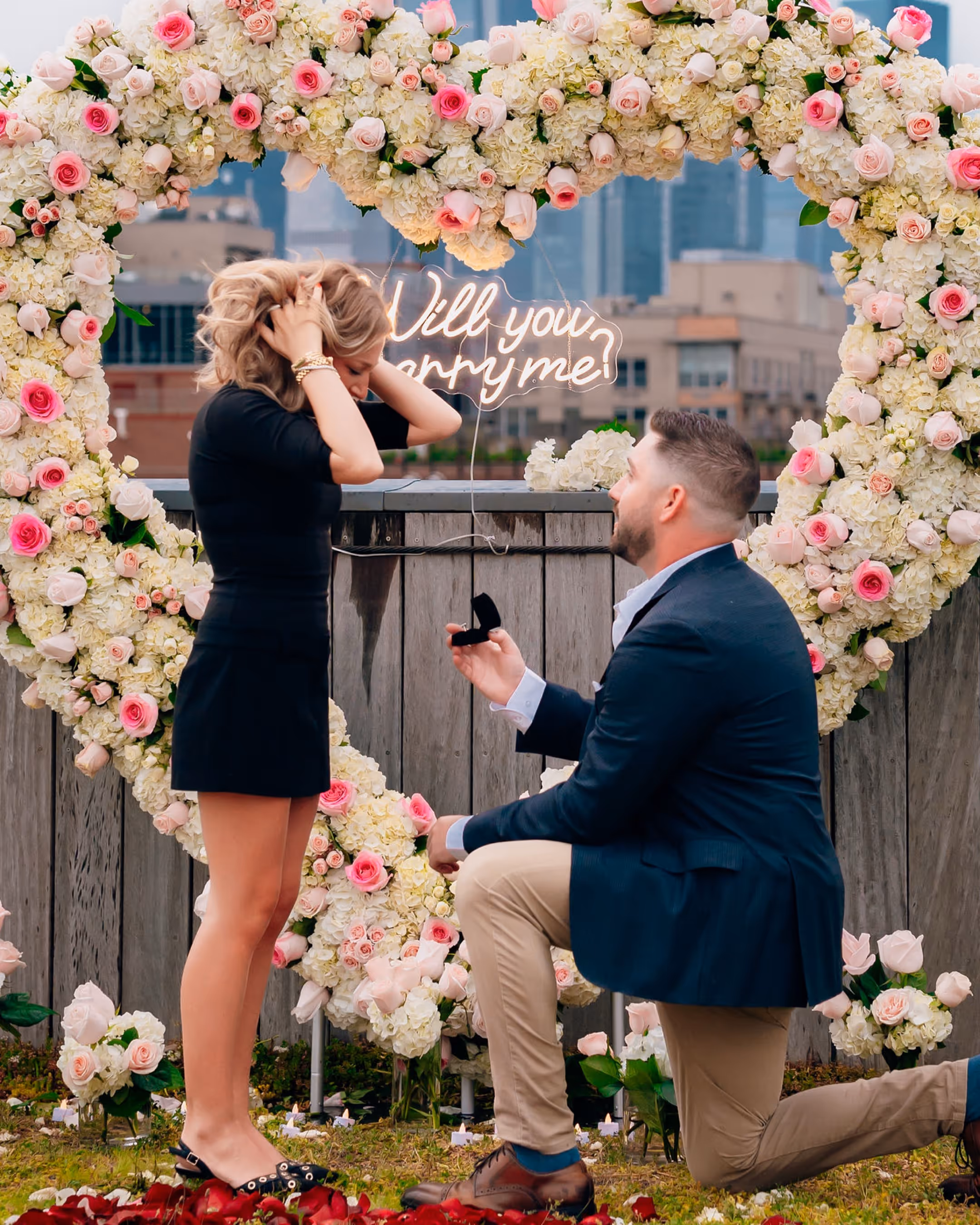 Outdoor engagement and proposal portraits with beautiful sunlight, laughter by SEDG MEDIA LLC