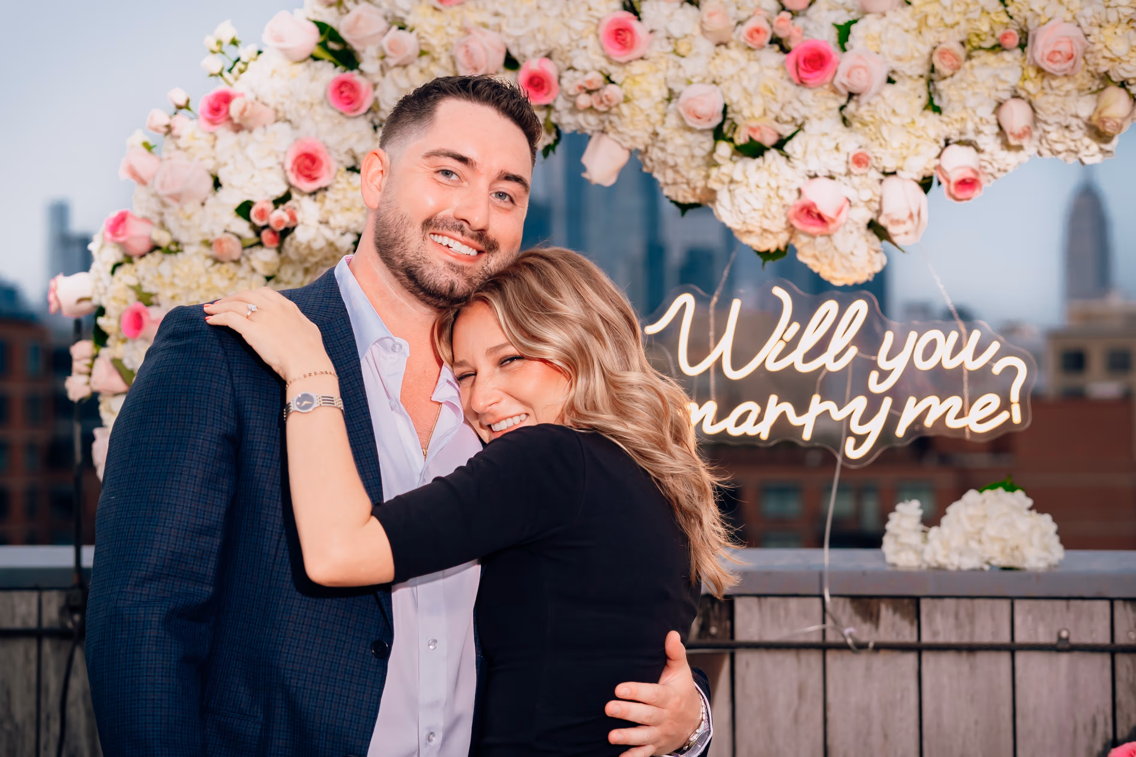 Outdoor engagement and proposal portraits with beautiful sunlight, laughter by SEDG MEDIA LLC