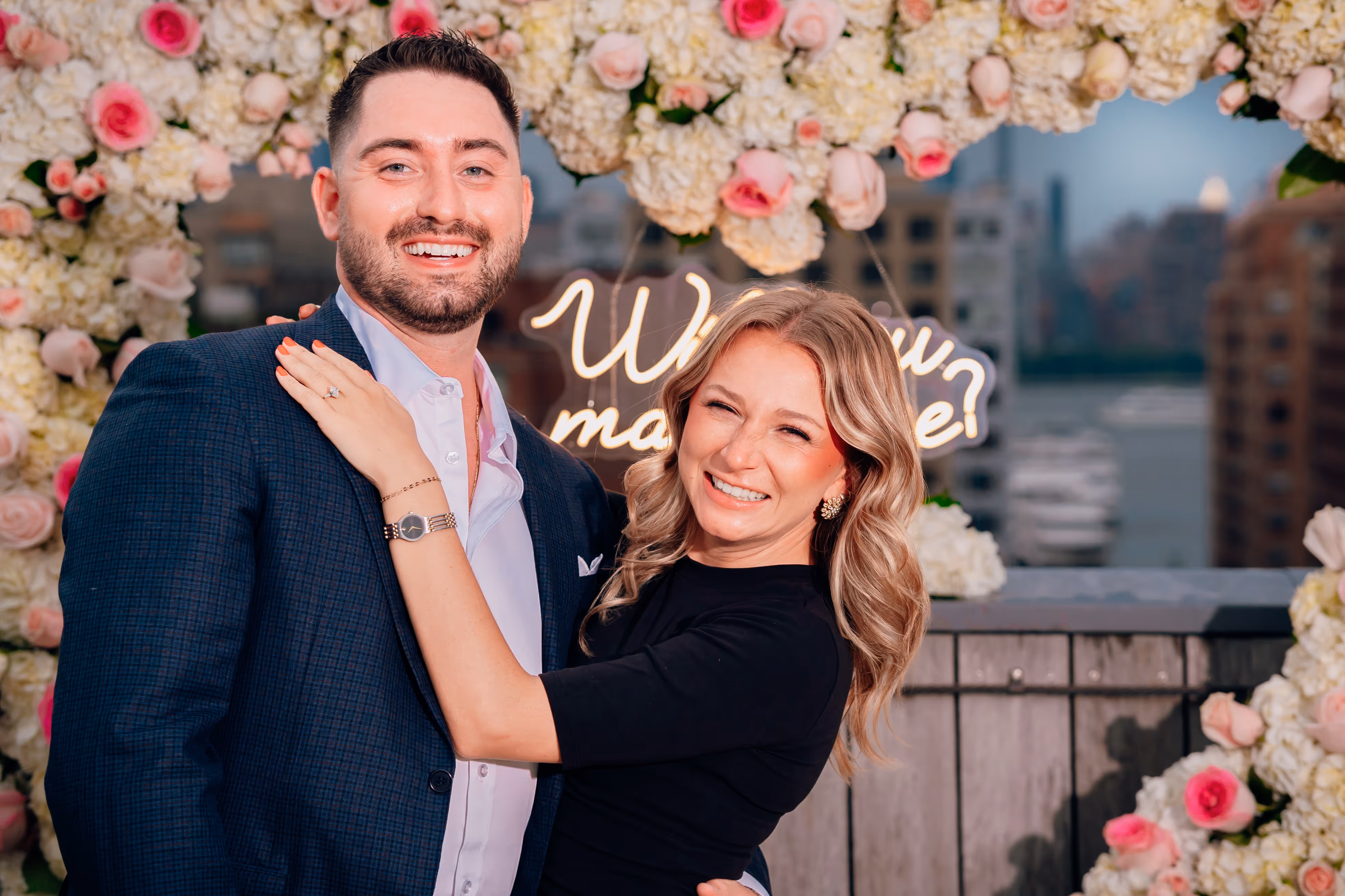 Outdoor engagement and proposal portraits with beautiful sunlight, laughter by SEDG MEDIA LLC
