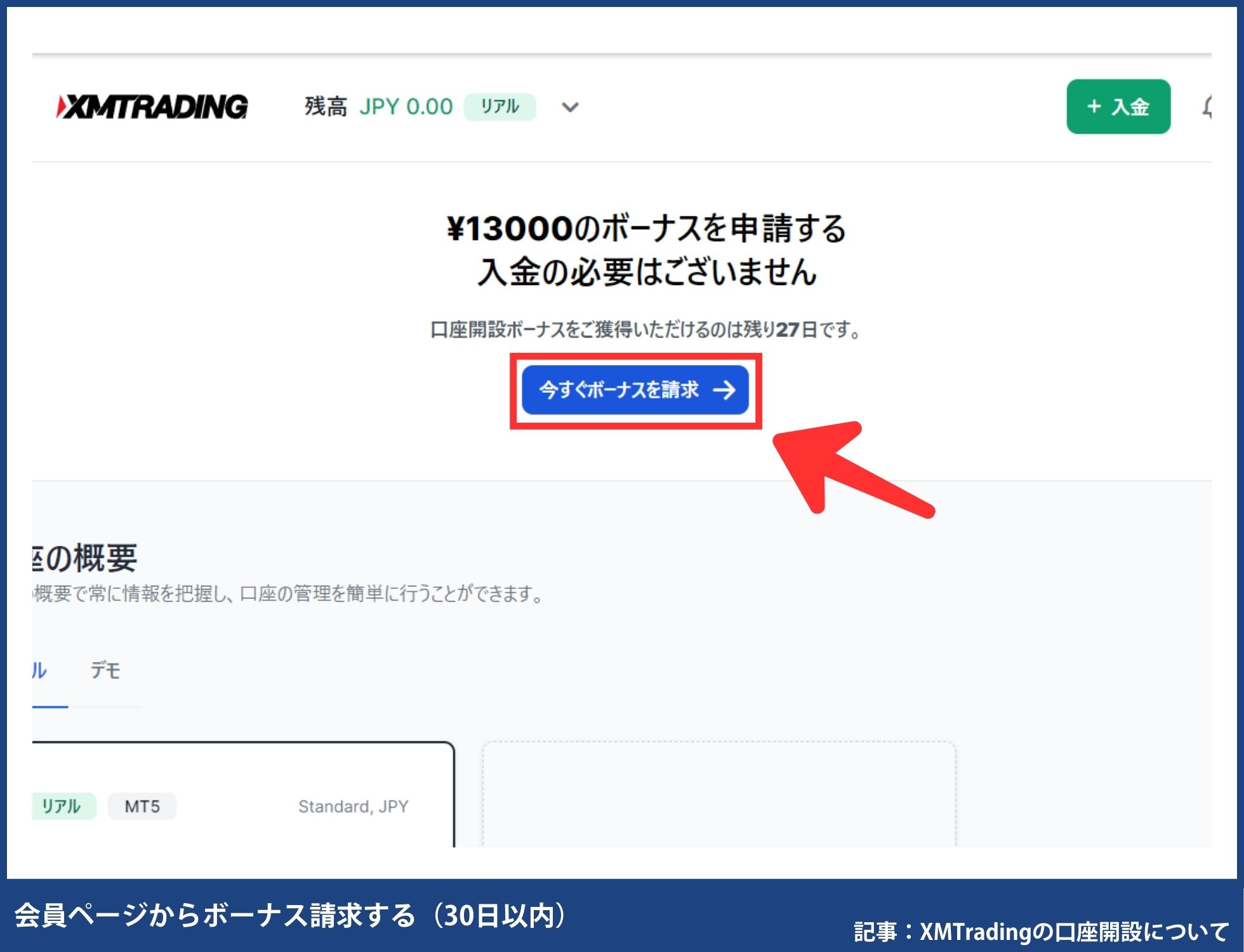 XMTradingの口座開設ボーナス受け取り方