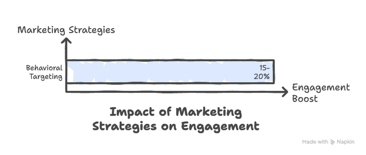 A diagram illustrating the impact of behavioral targeting on marketing strategies, indicating a 15-20% boost in engagement.