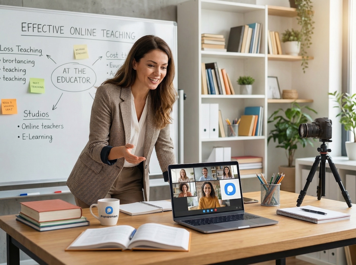 Educator teaching online class