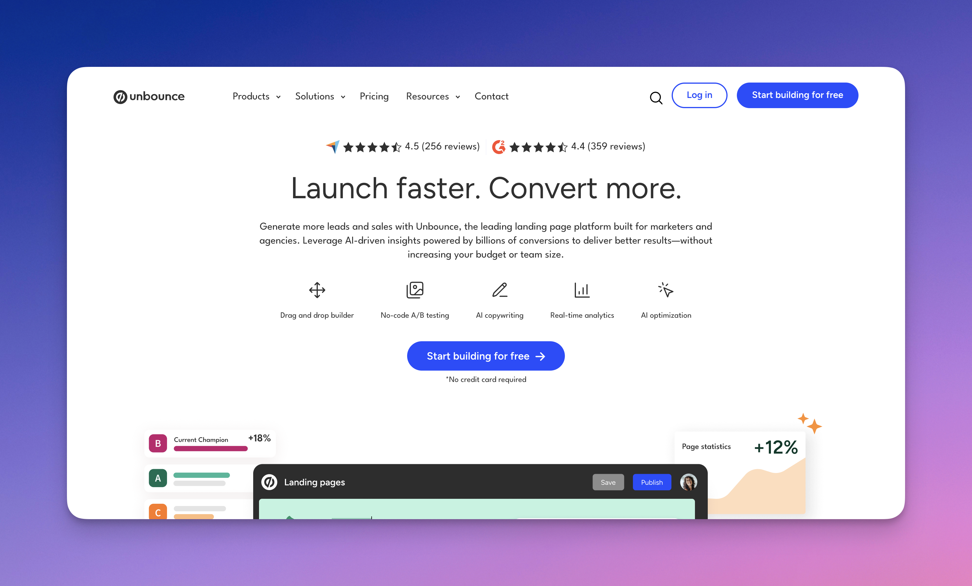 Unbounce's website page