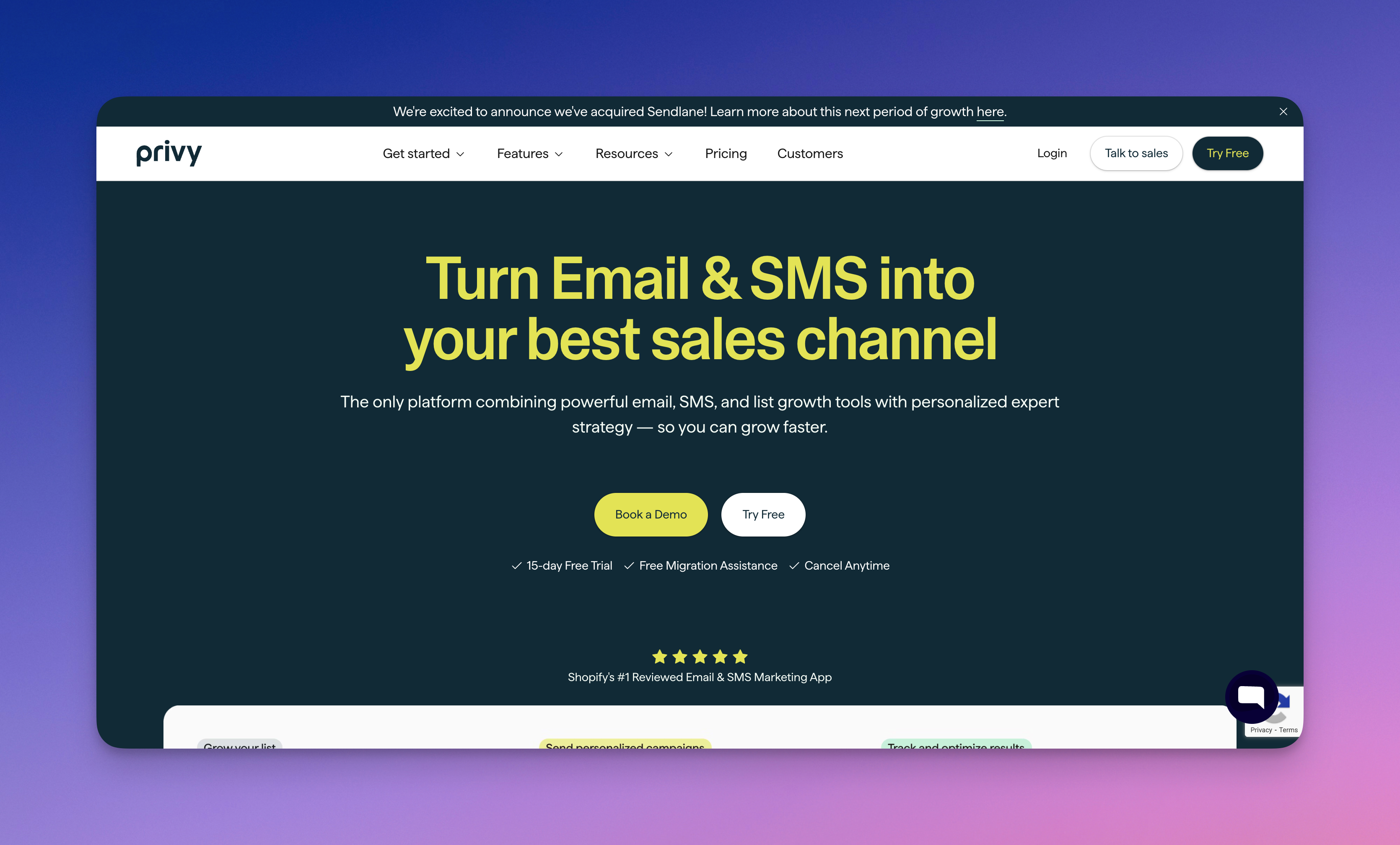 Privy's website page