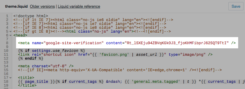 paste third-party verification tag