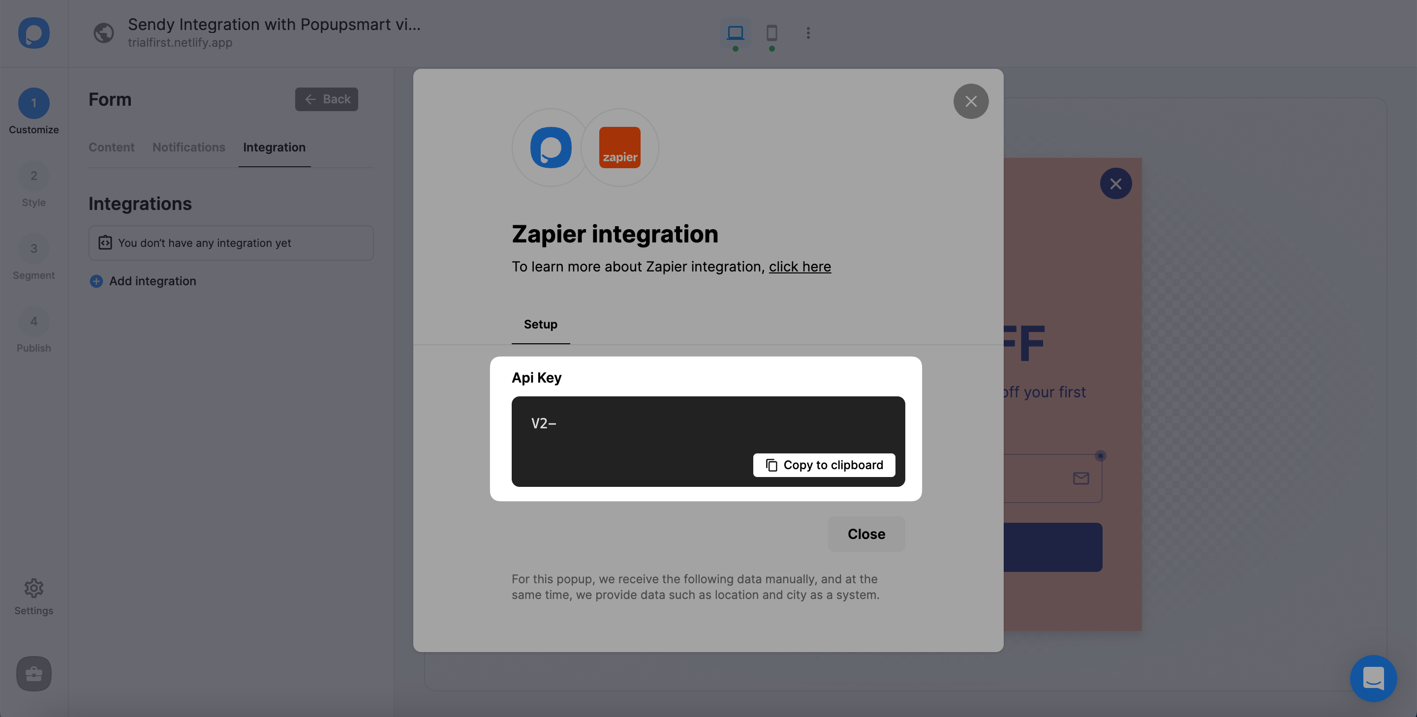 zapier api anahtarı sendy