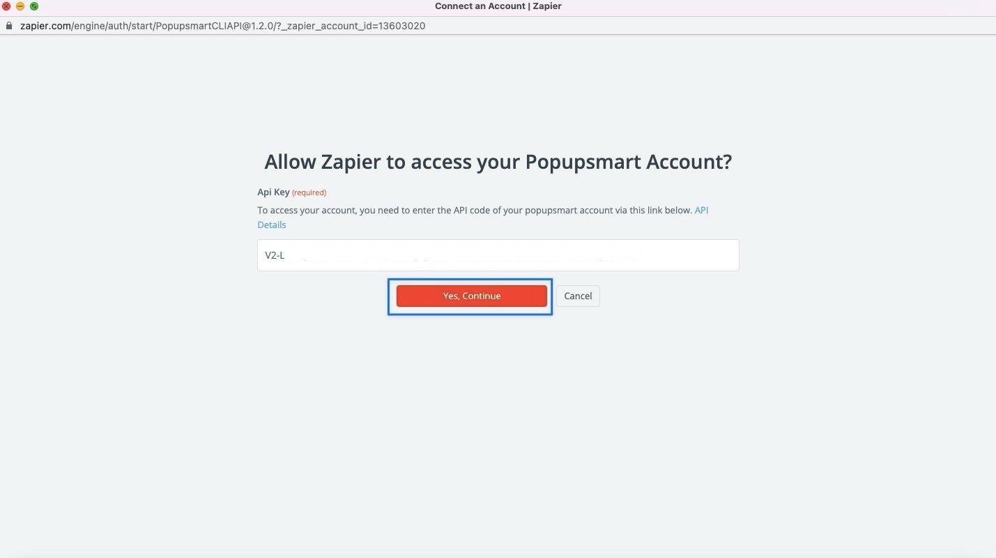 zapier api anahtarını yapıştır ps