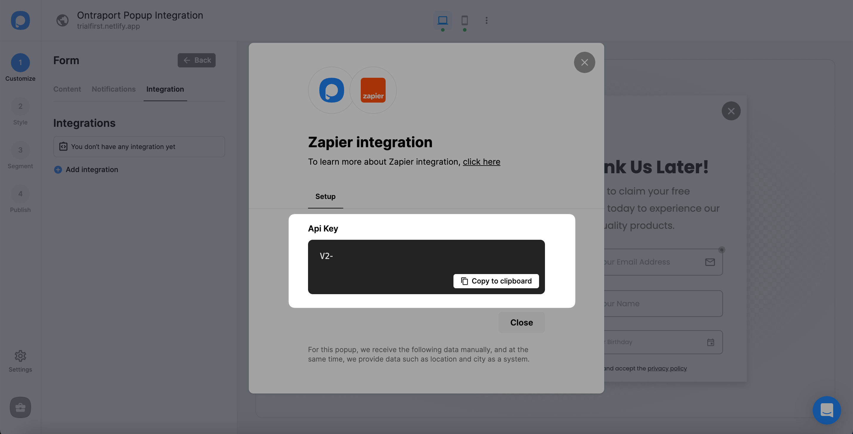 zapier api ontraport'u kopyala