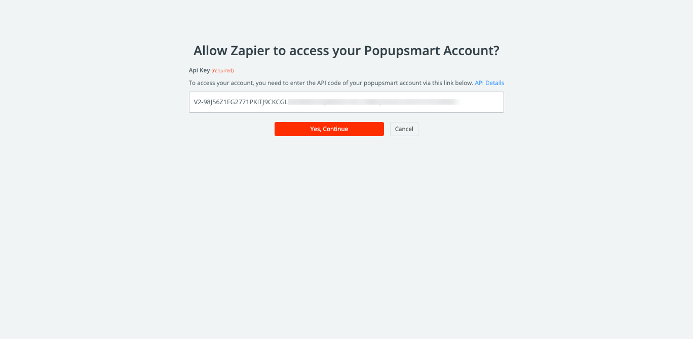 zapier api'yi yapıştır