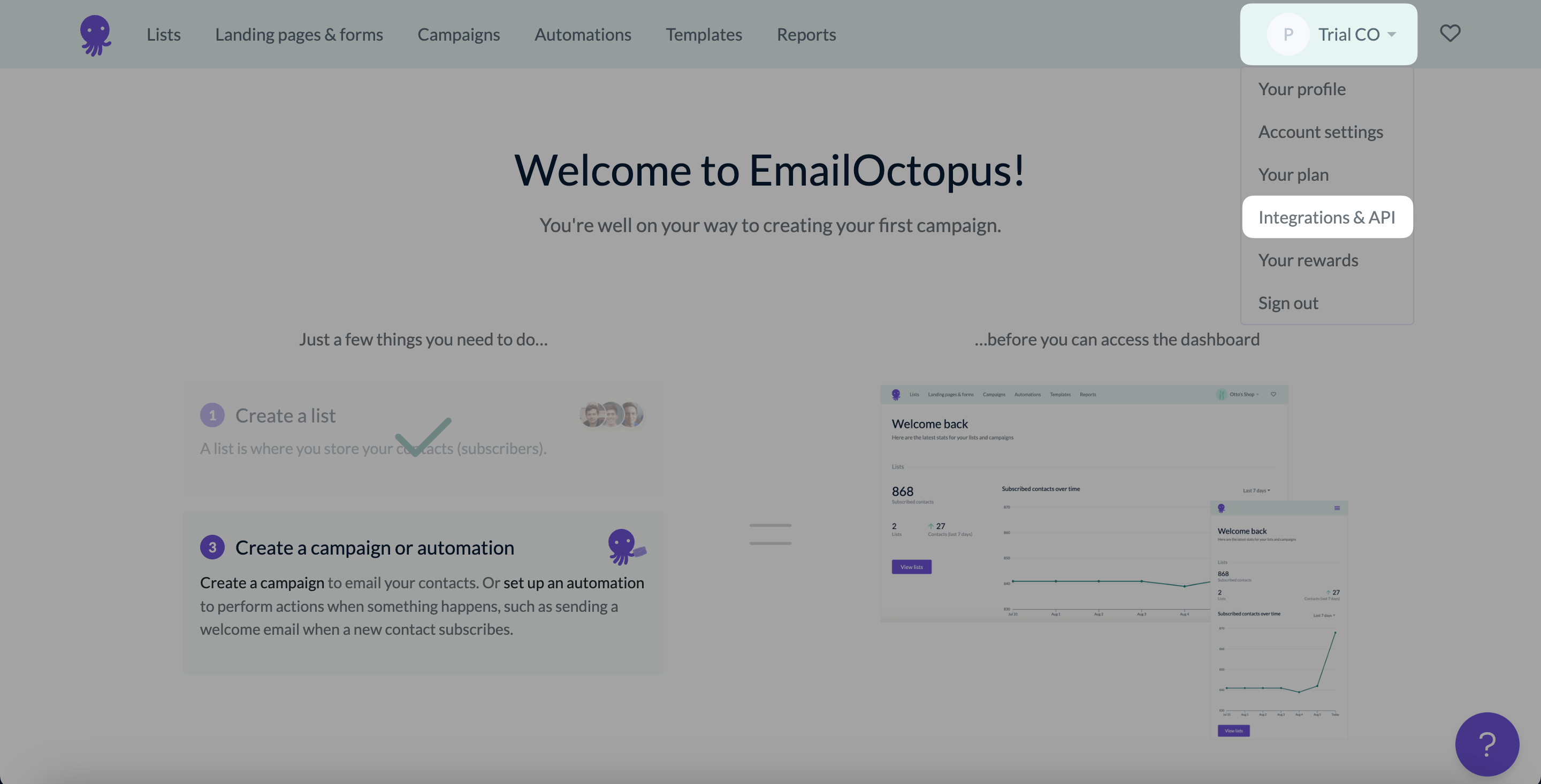 entegrasyon api emailoctopus