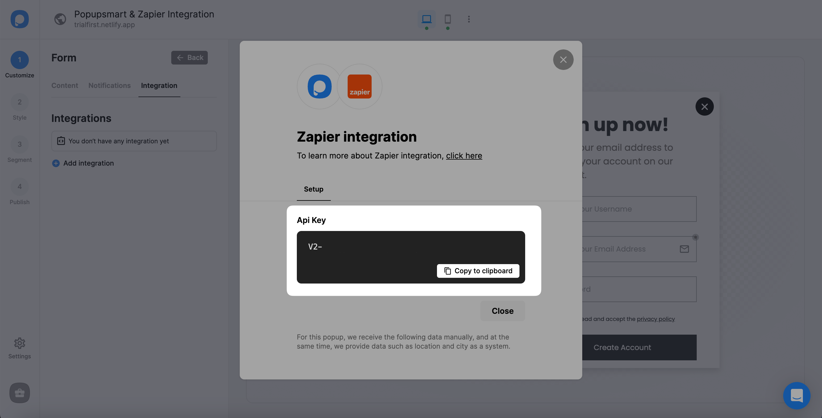 zapier api anahtarını kopyala