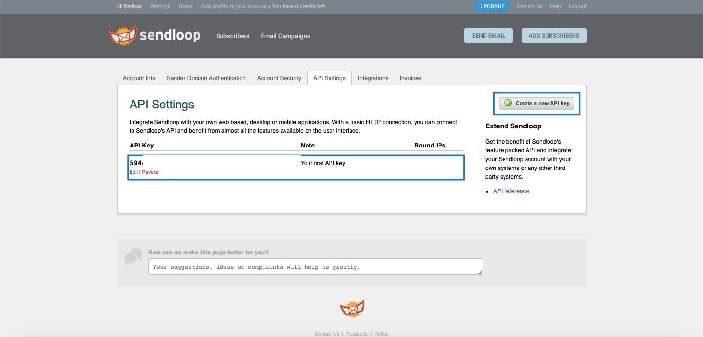 sendloop api anahtarı