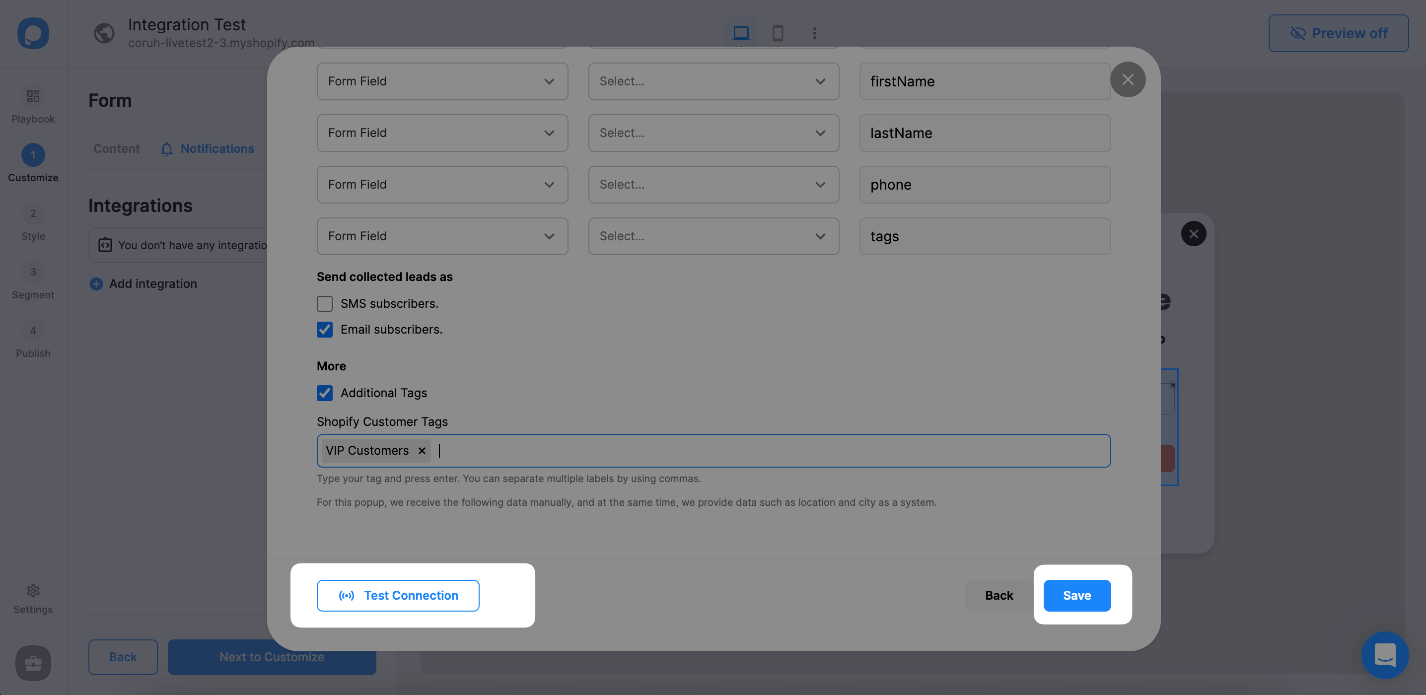 “Test” your connection and “Save”