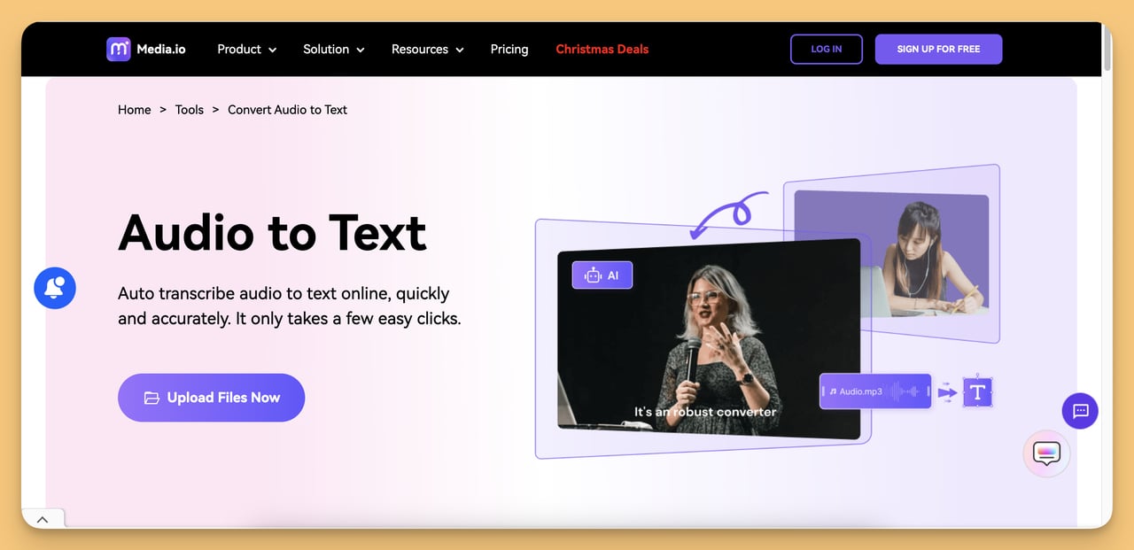 audio to text converter mediaio anasayfa