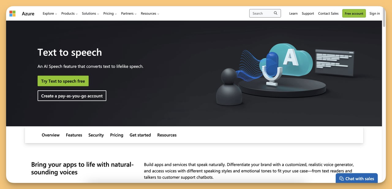 microsoft azure anasayfa sesden metne dönüştürücü