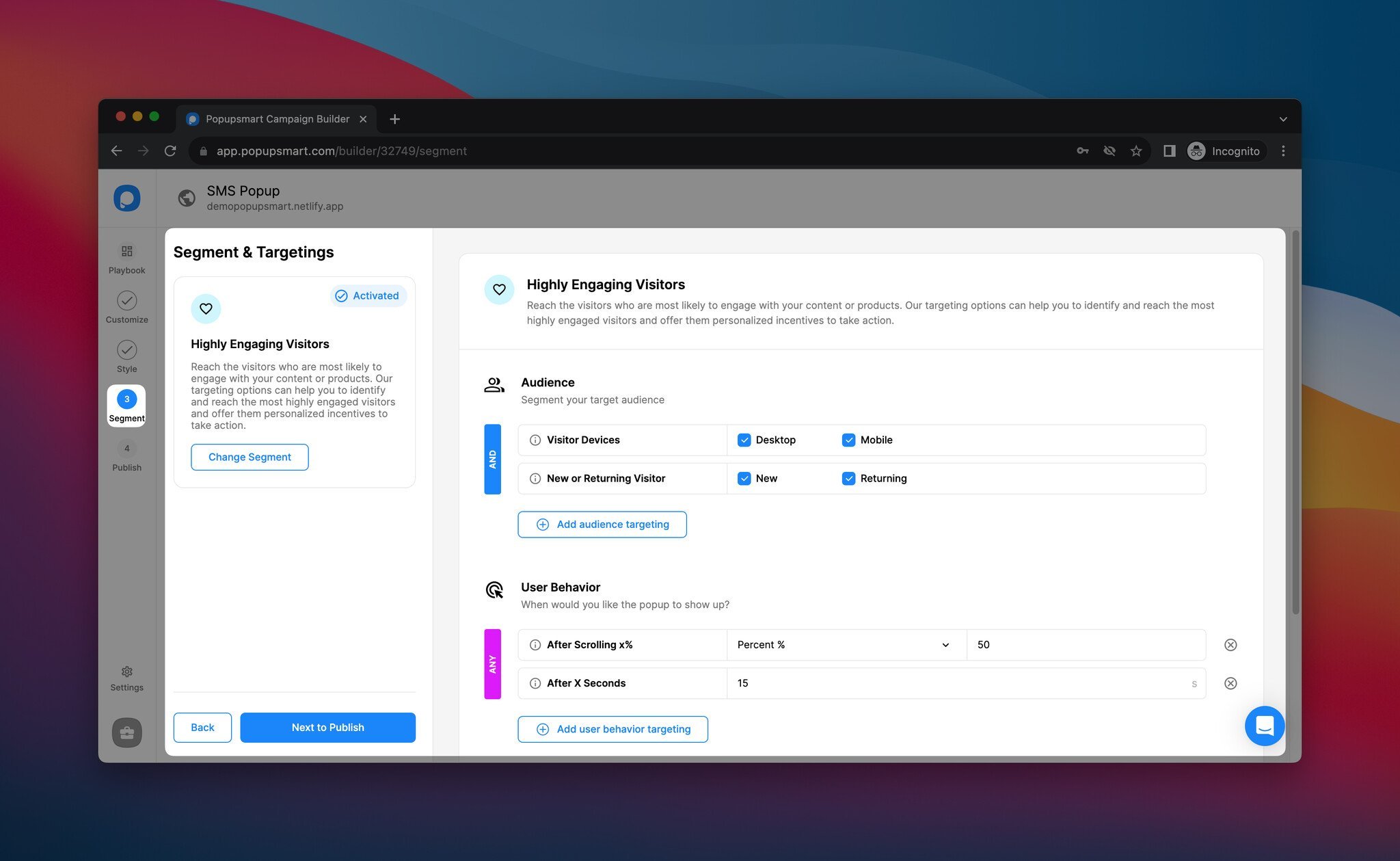 segment and targeting solutions of Popupsmart