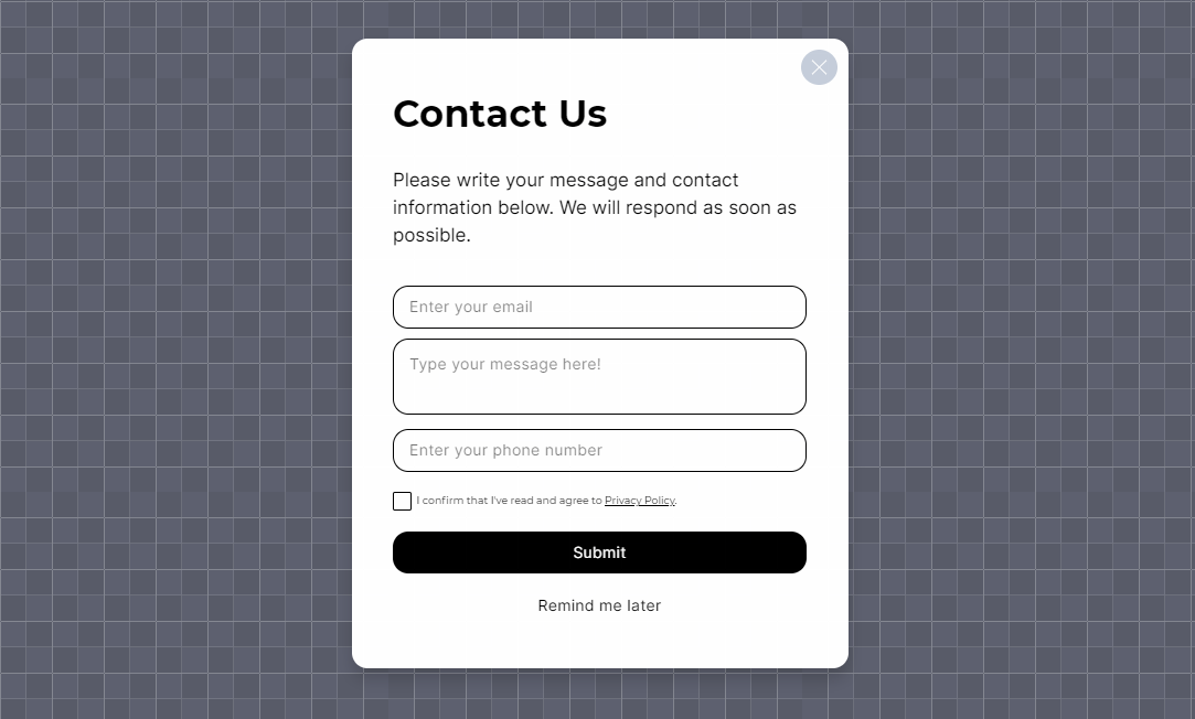 popup contact form