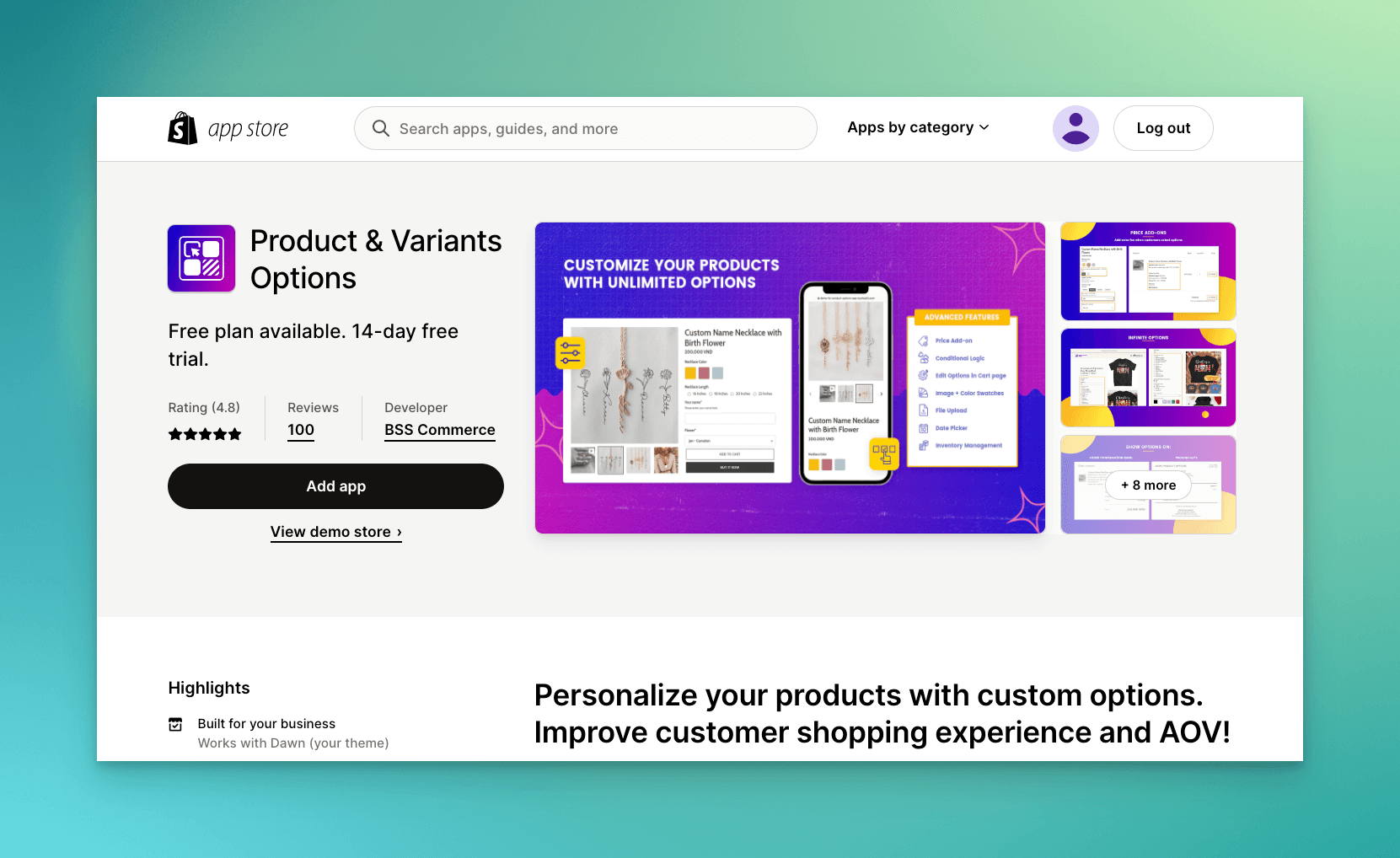 Product and Variants Options Shopify app