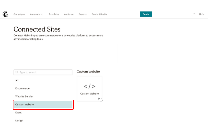 Mailchimp custom website representation