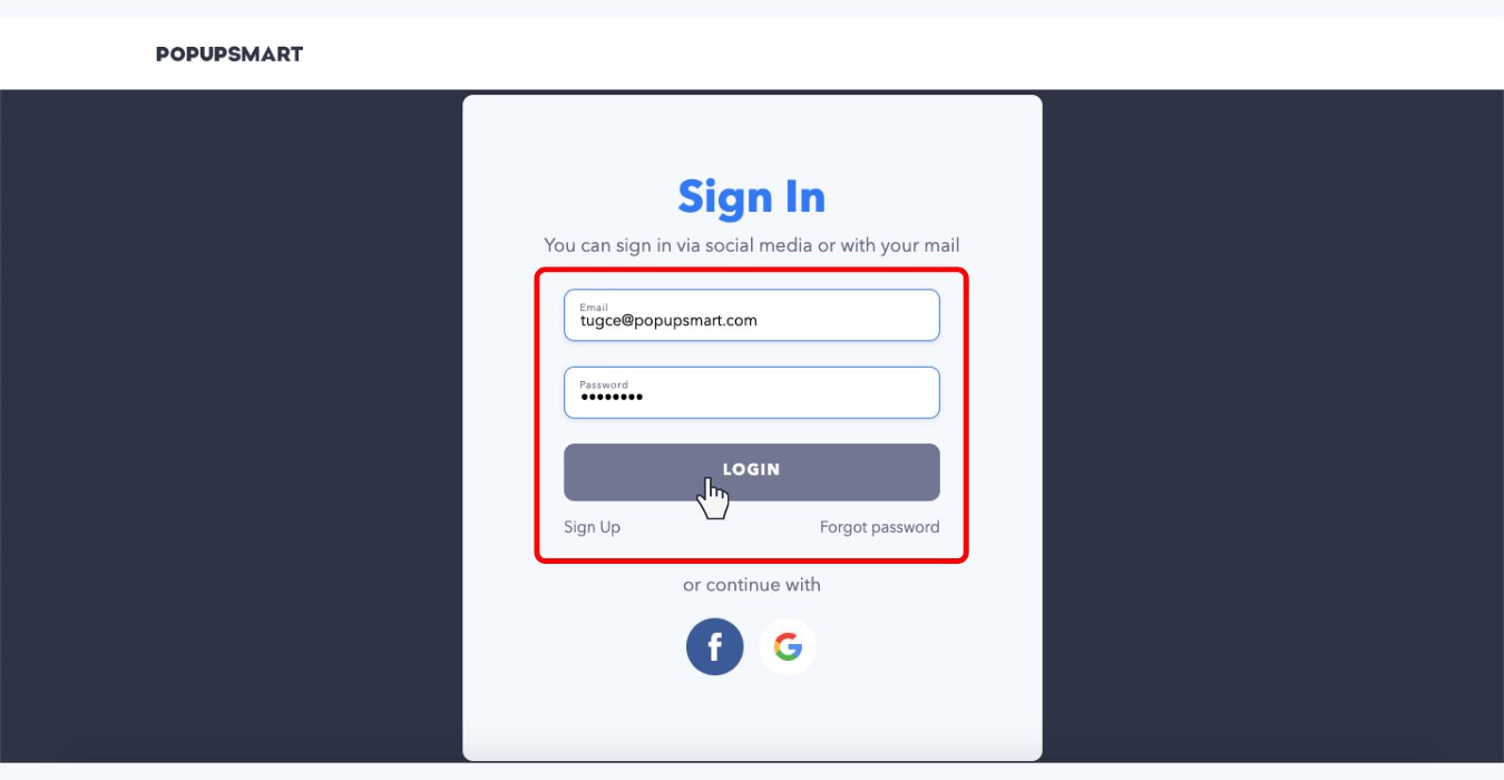 how to sign in to your popupsmart account