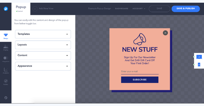 design your popup with popupsmart's smart popup builder