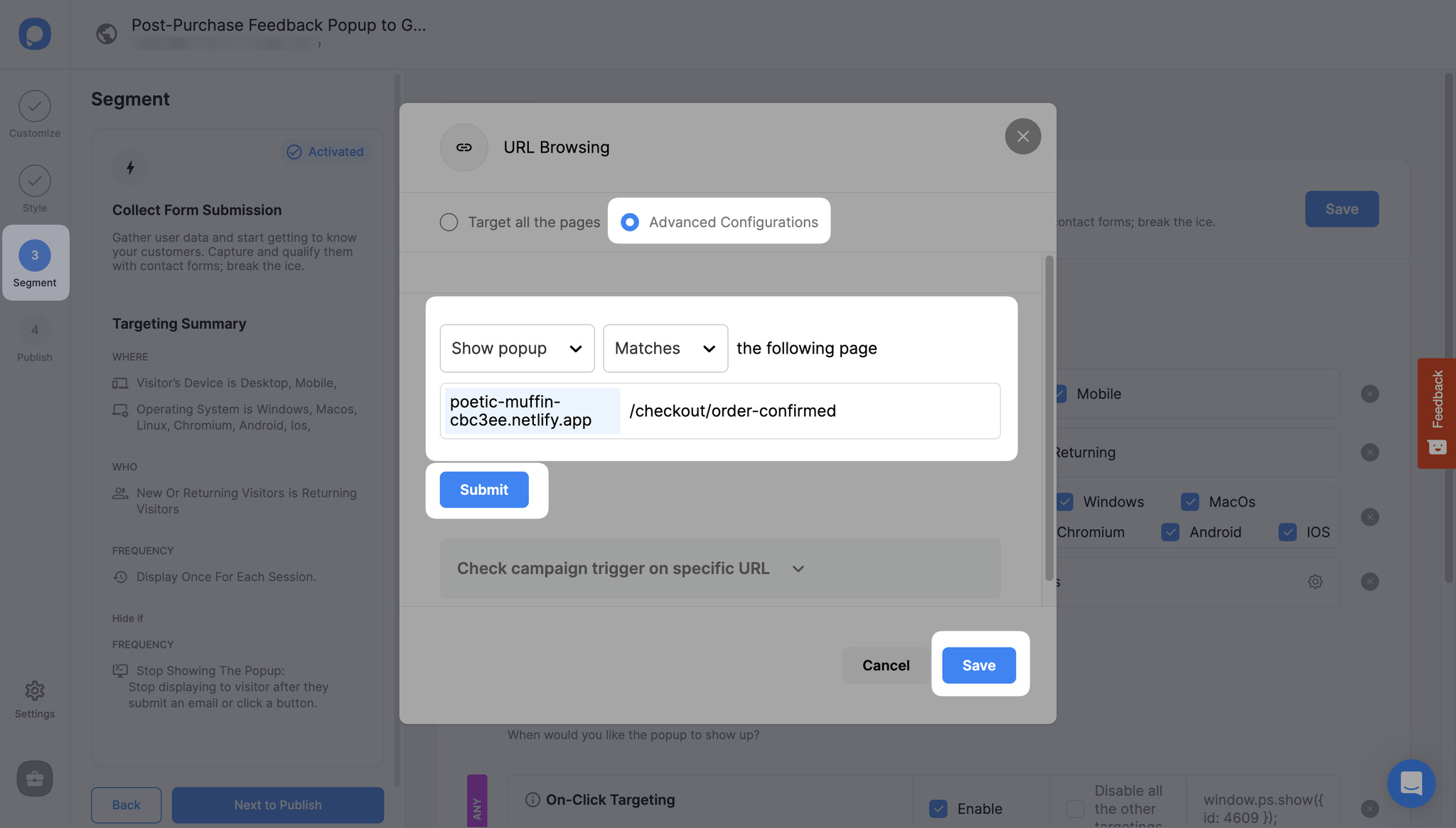 url browsing targeting set up