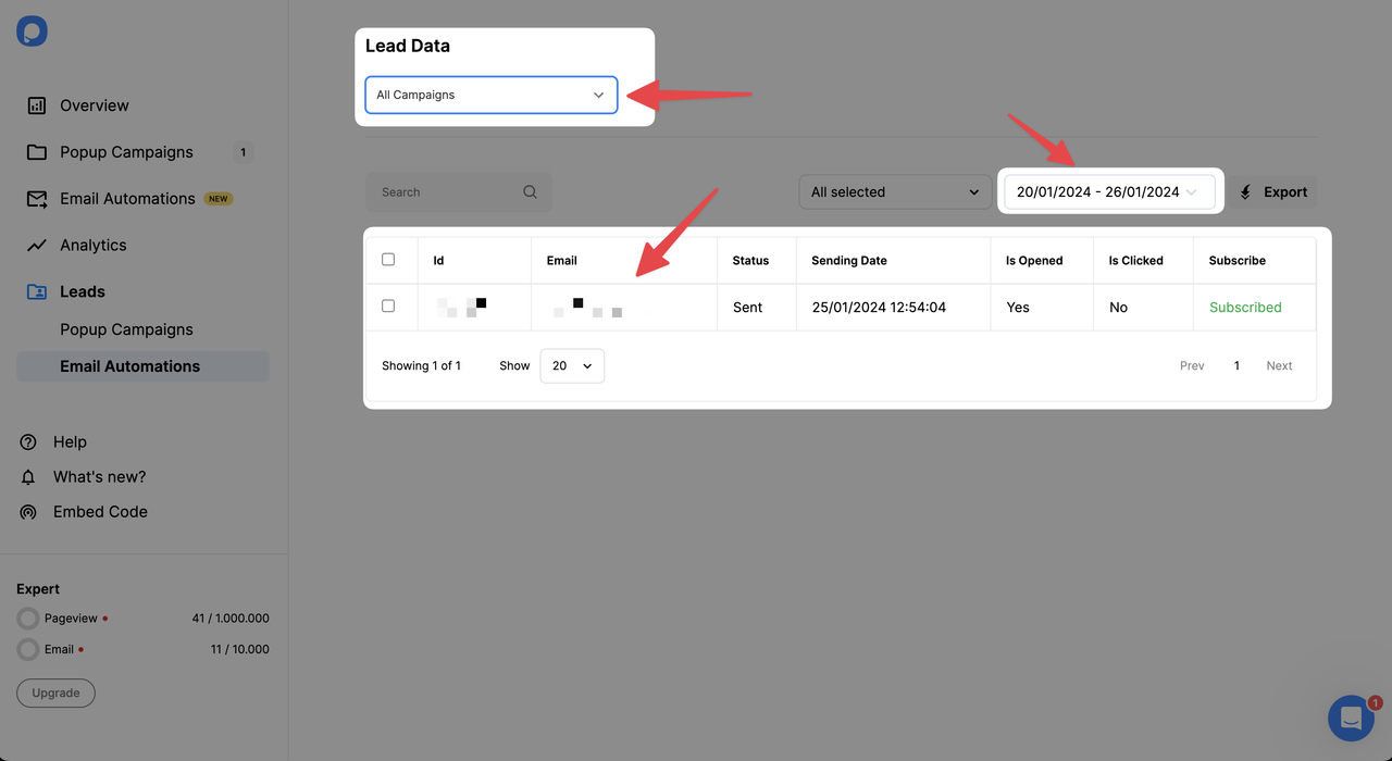 lead data elements on the page