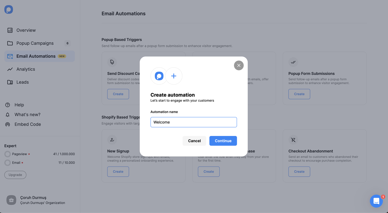 giving a name to an email automation campaign