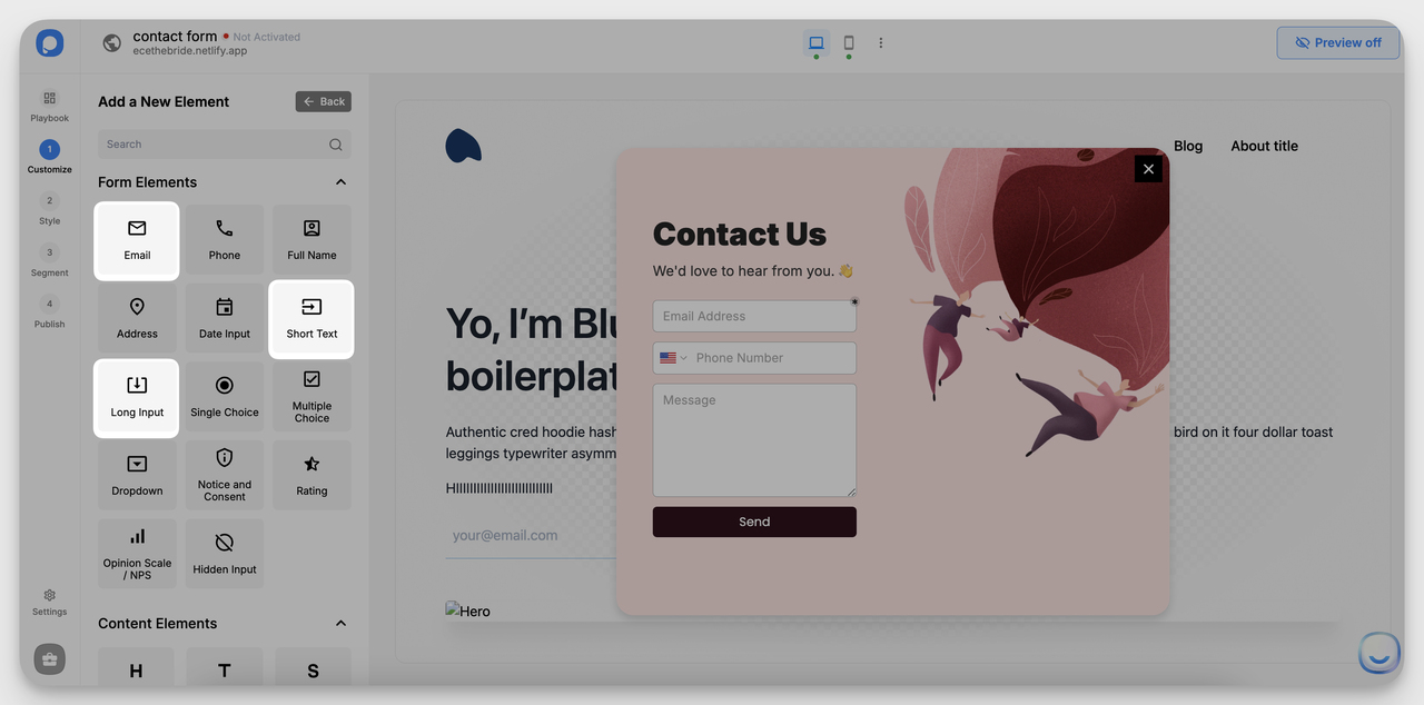 Add elements to contact form