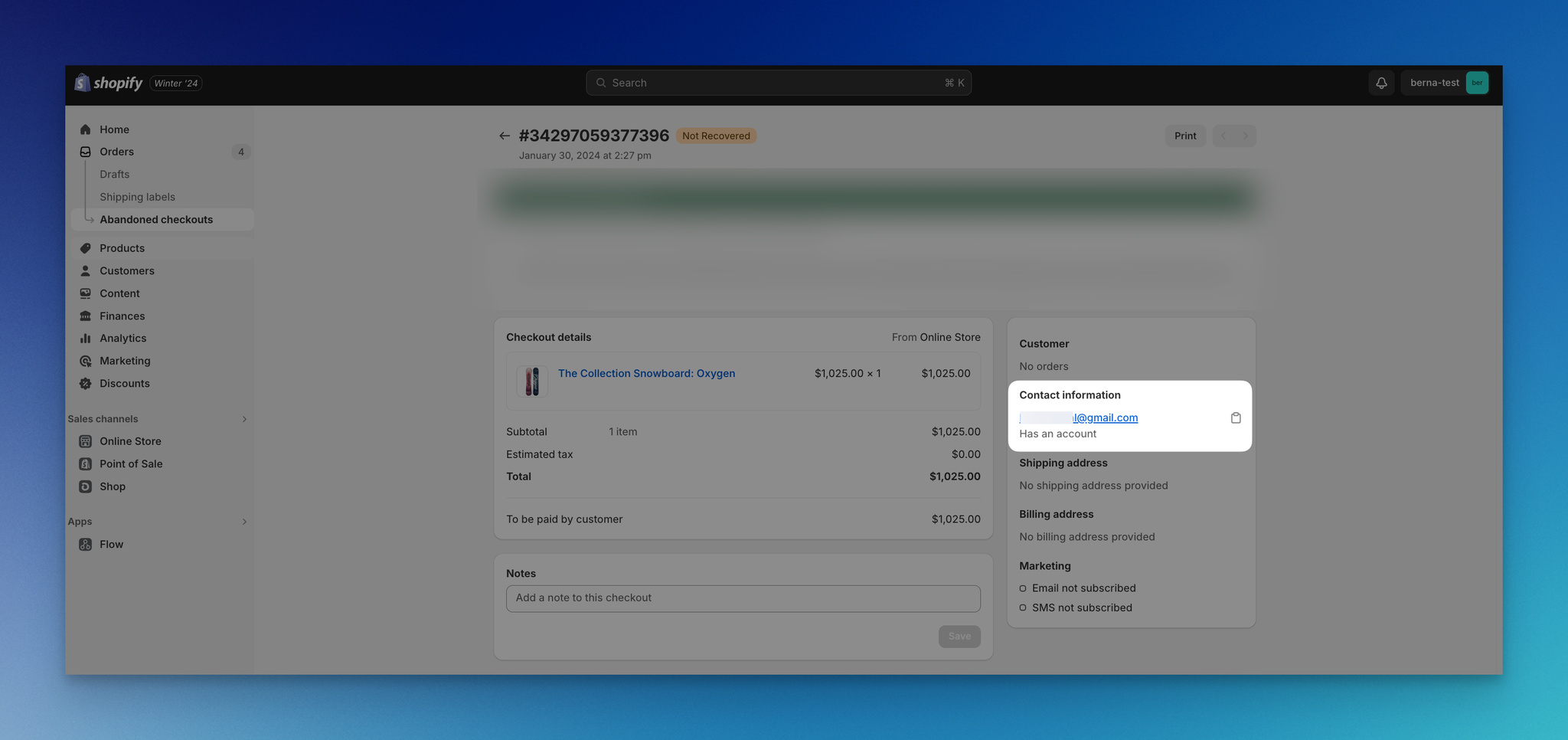 Shopify'de müşteri bölümünden müşteri detaylarına erişim ekran görüntüsü