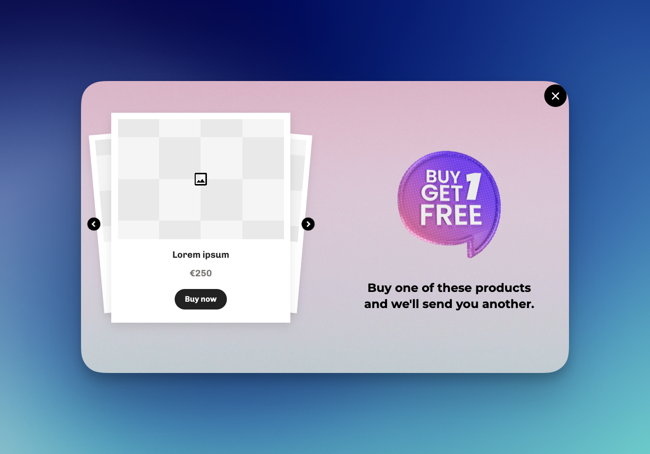 Image showing a popup from Popupsmart exemplifying "BOGO (Buy One Get One) Specials"