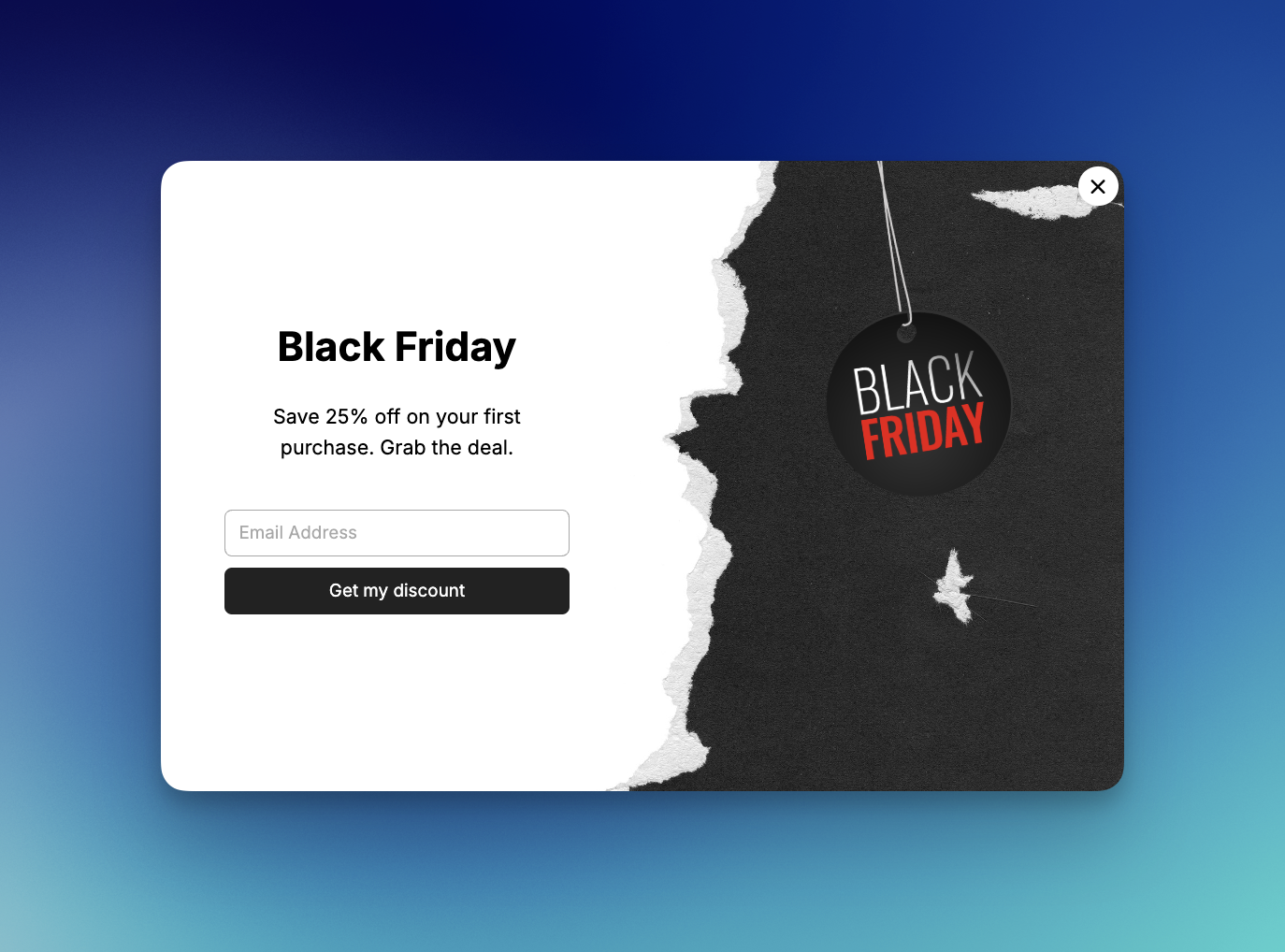 Image showing a popup from Popupsmart exemplifying "Holiday Promotions"