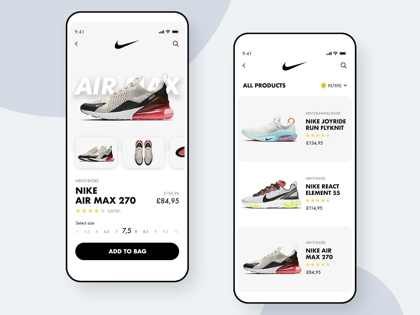 Nike's mobile website's image exemplifying responsiveness.