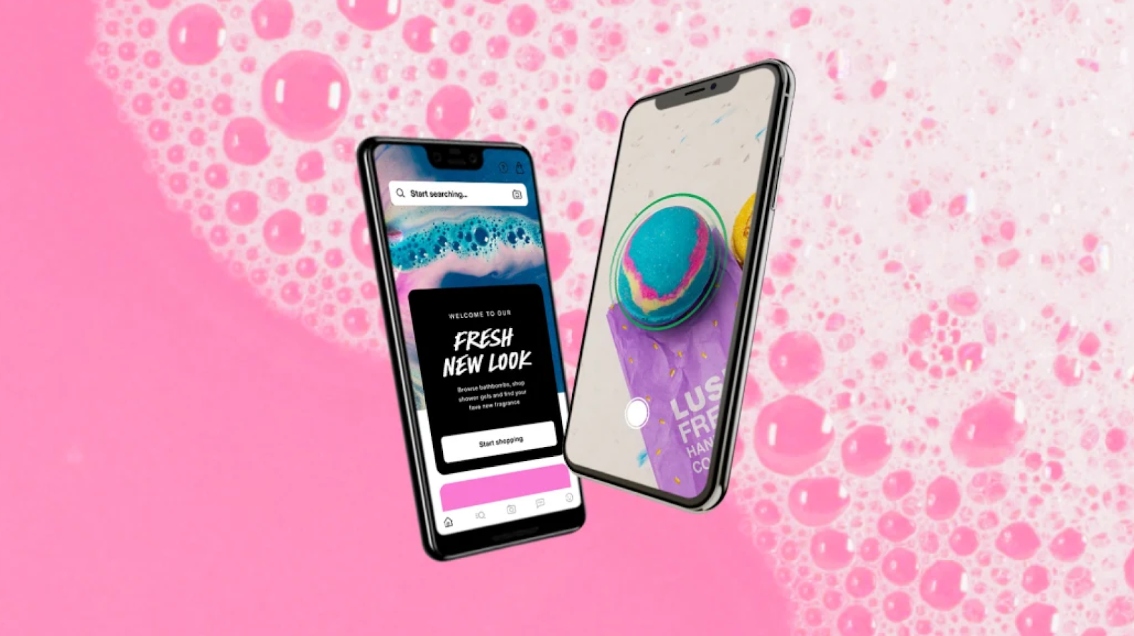 Lush's mobile website's image exemplifying responsiveness.