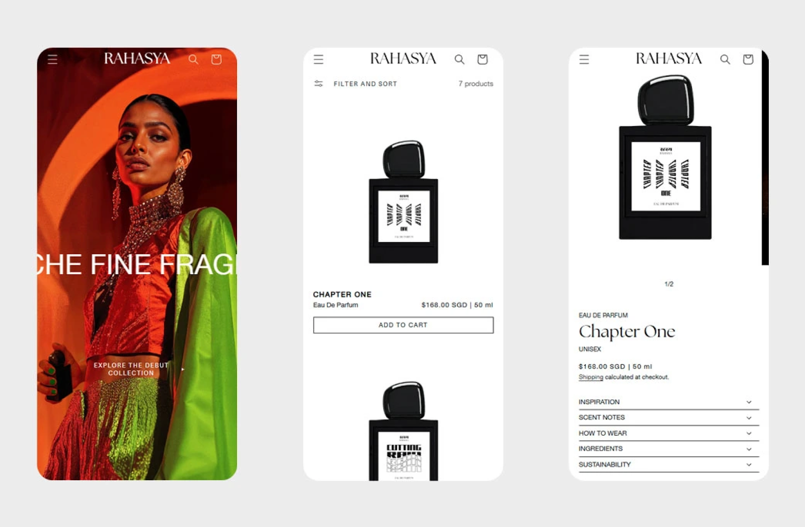 Rahasya's mobile website's image exemplifying responsiveness.