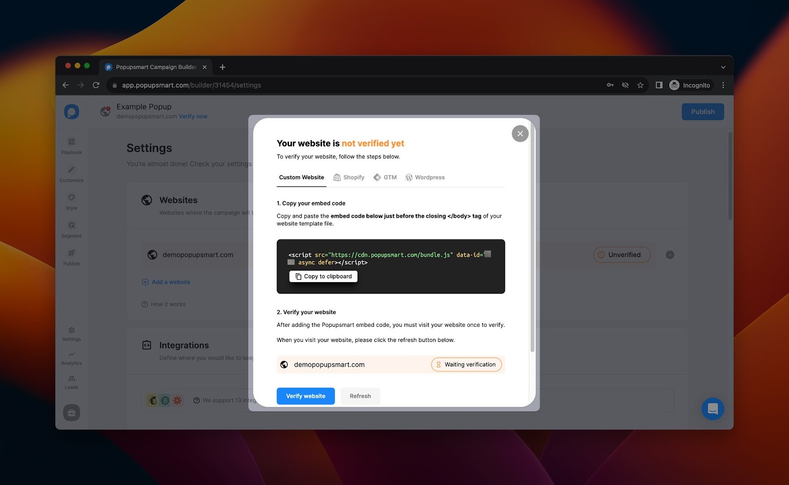 Verify your website
