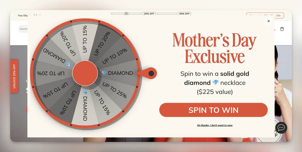 Seasonal interstitial popup example from ecommerce site