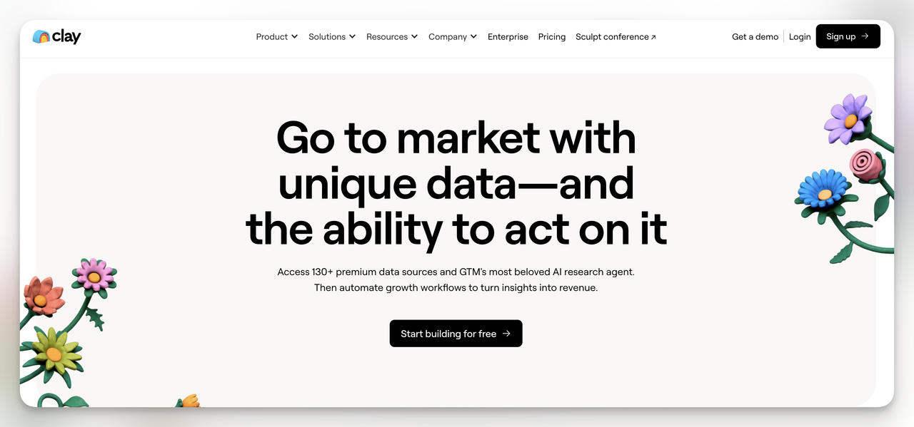 Clay AI platform for email list building with AI – enrich and score leads using 130+ premium data sources