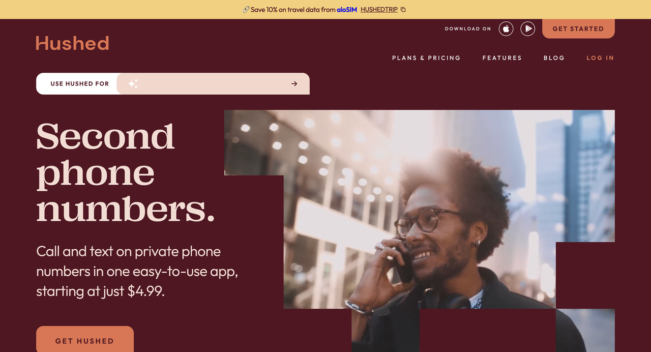 Hushed web sitesi – İkinci telefon numarası almak için gizlilik odaklı sanal numara uygulaması.