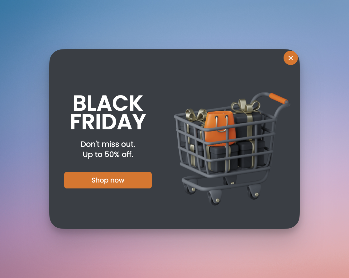 Fullscreen Limited Time Offer Popup Template for Black Friday