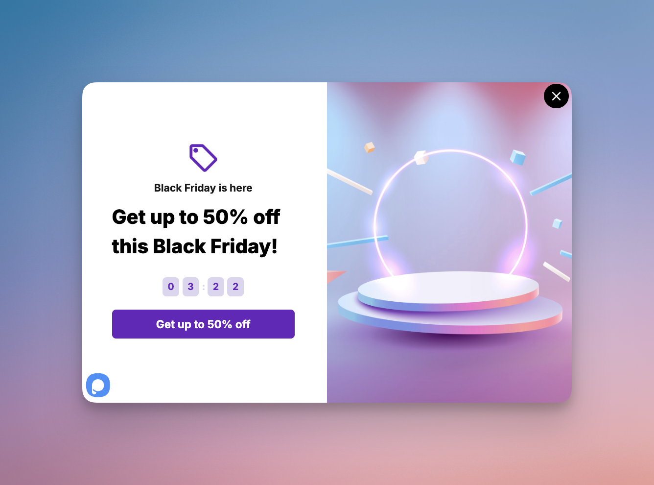 Countdown Timer Popup Template For Black Friday Season